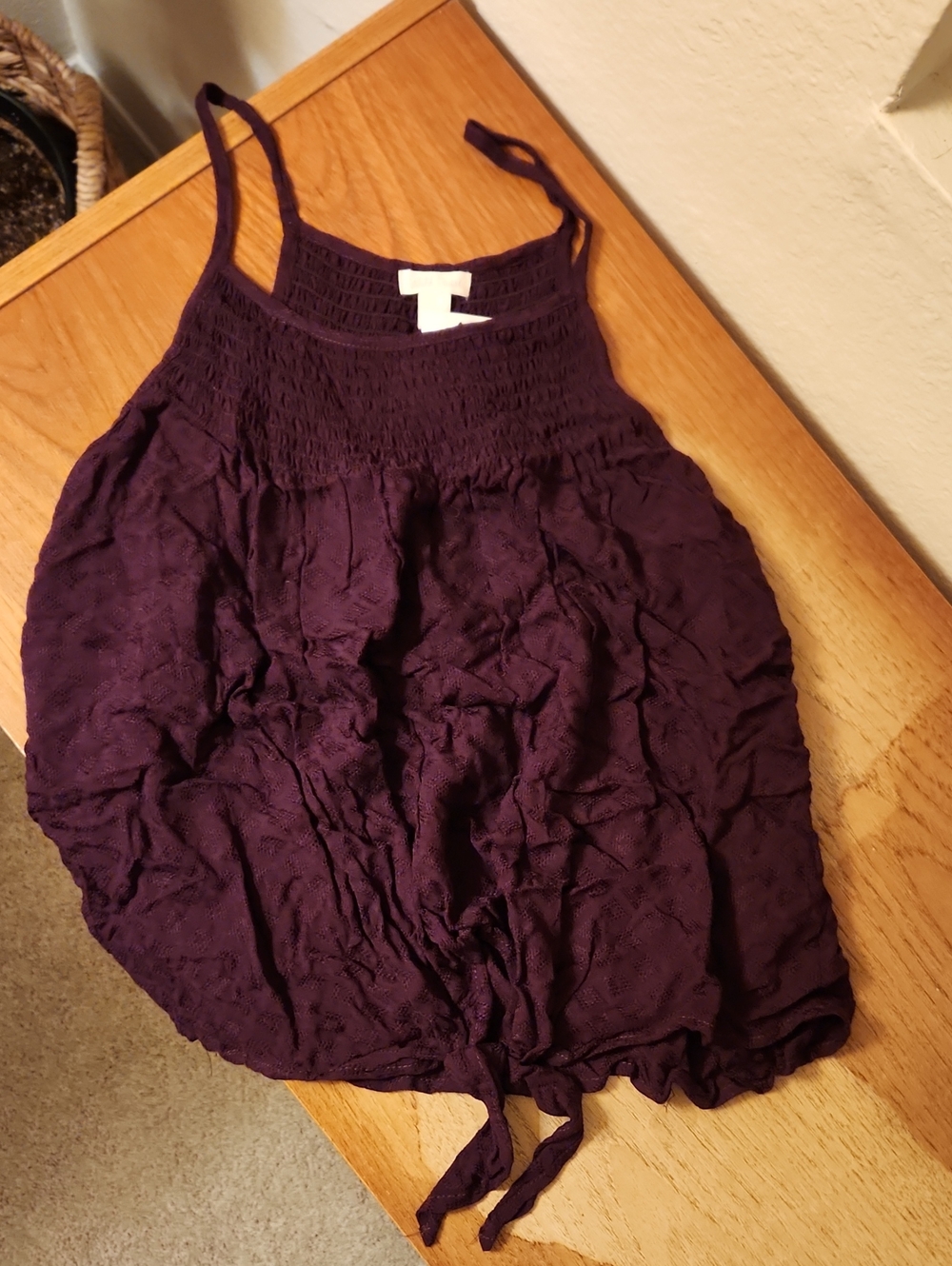 Wild Pearl Deep Purple Smocked Camisole Tank